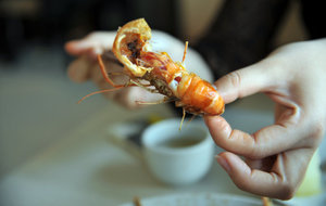 Old man oily shrimp